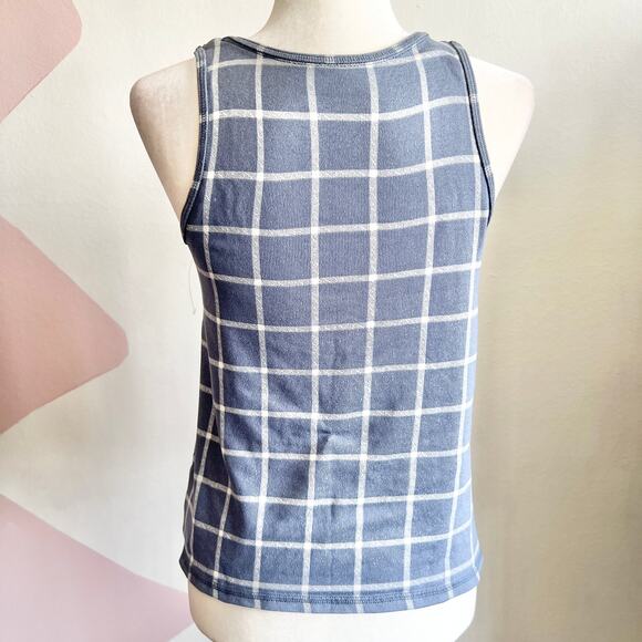 Eddie Bauer Blue Plaid Tank‎ Top Cottagecore Y2K Preppy Summer Hiking Small - Picture 2 of 5